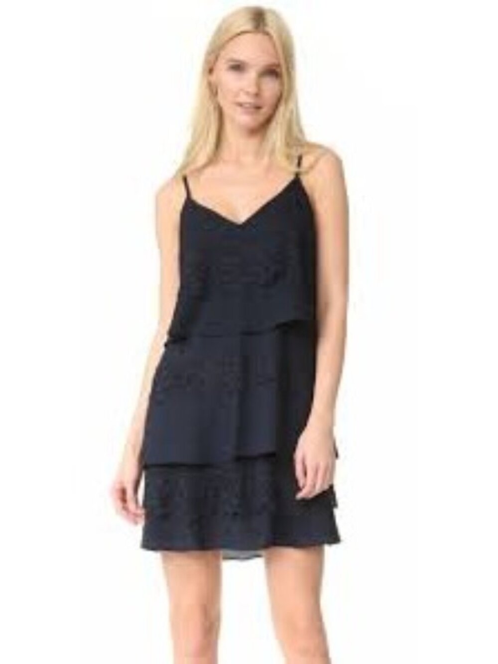 Diane Von Furstenberg Tiered Lace Livona Dress Navy Blue Size 4